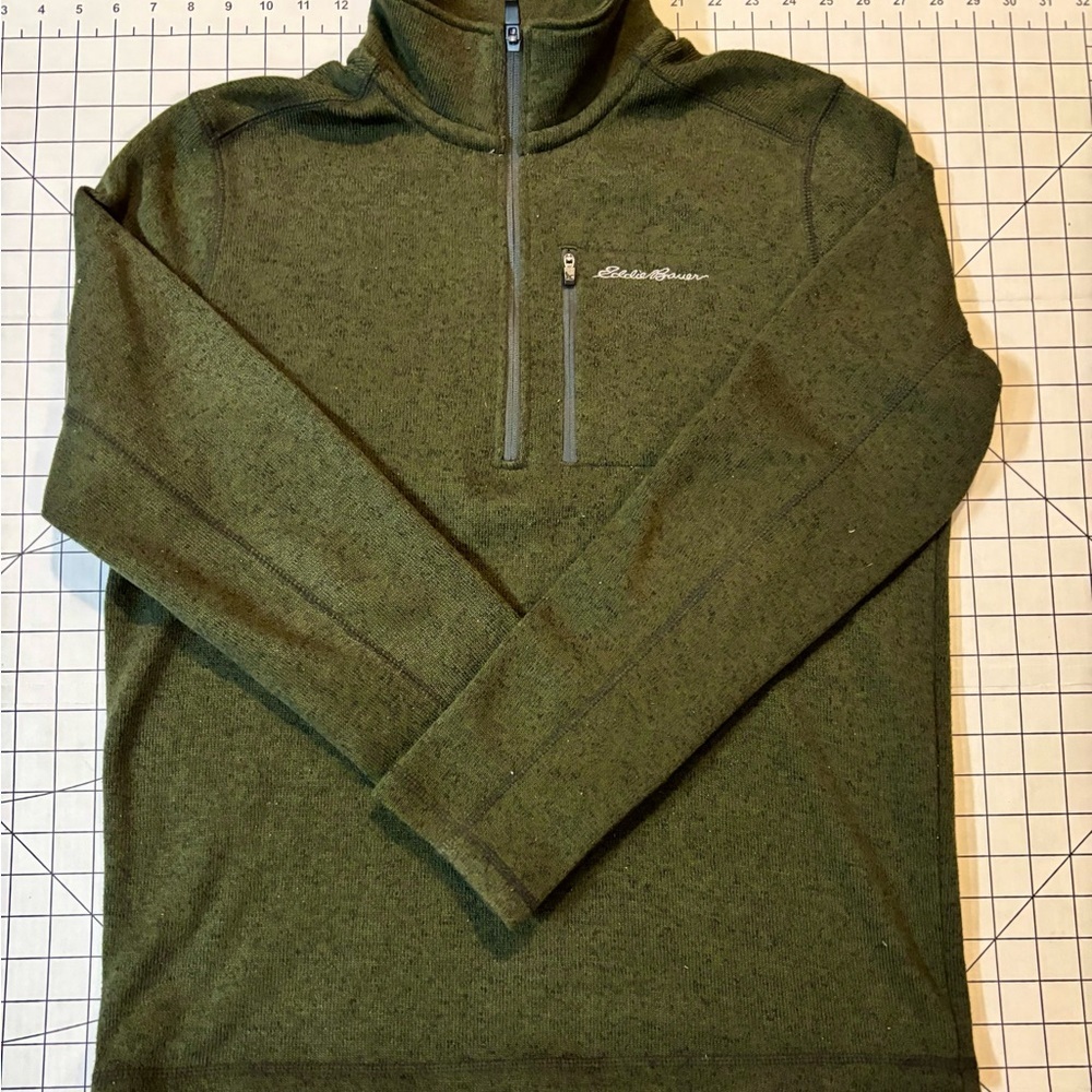 Eddie Bauer Olive Quarter-Zip Fleece‎